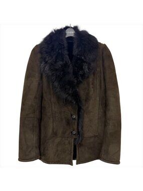Loewe Mouton Fat Coat 40 Sheep Leather Brown Jacket